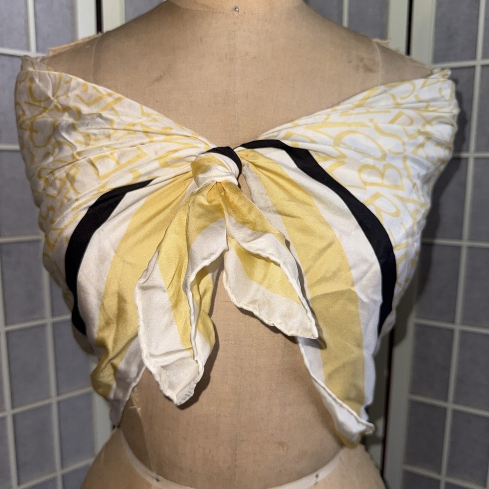 Seabourn Yachts Carnival Luxury Cruise Yellow White Logo Cruiseline Silk Scarf